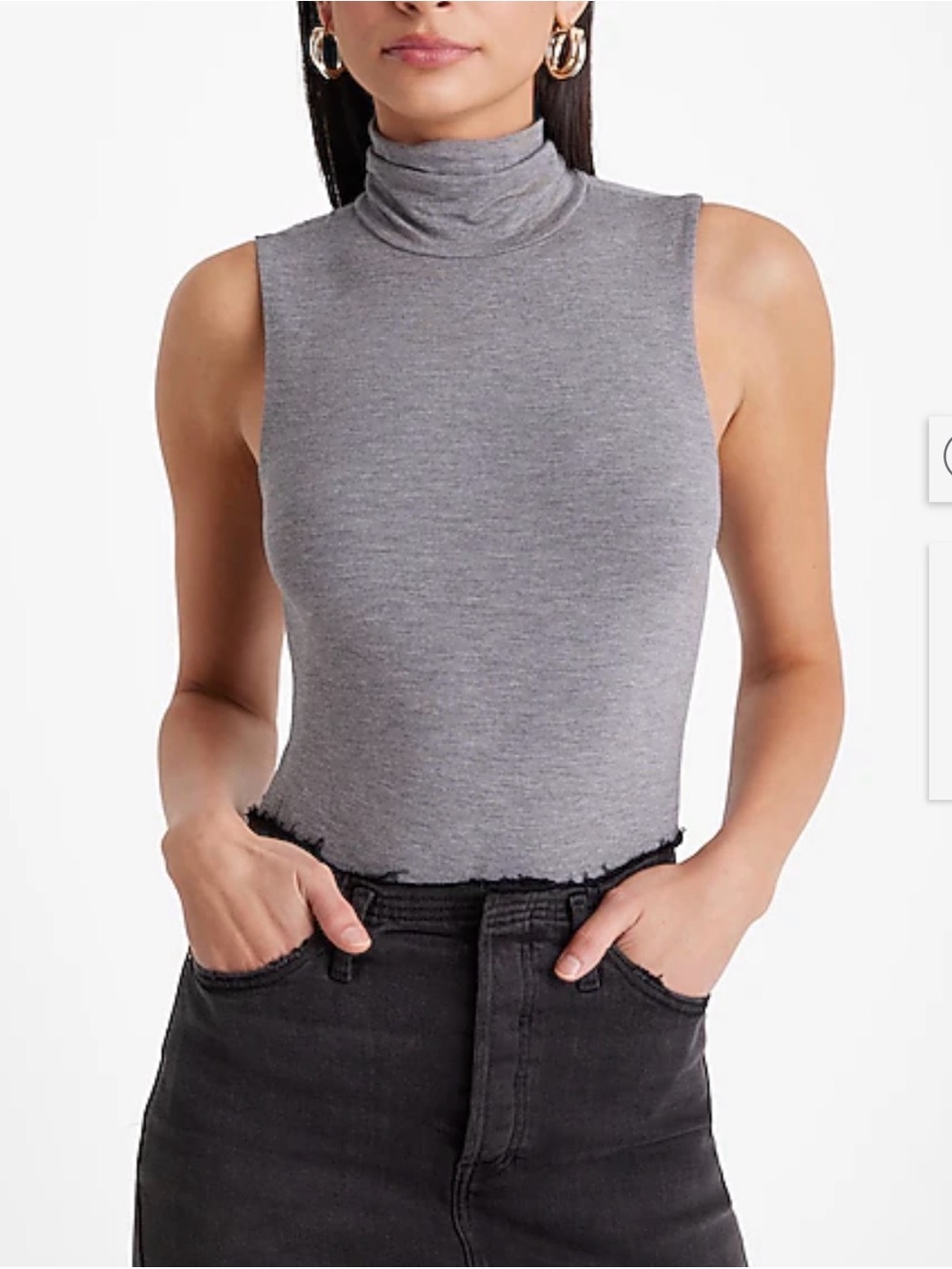 Express Super Soft Gray Sleeveless Turtle Neck Jumpsuit